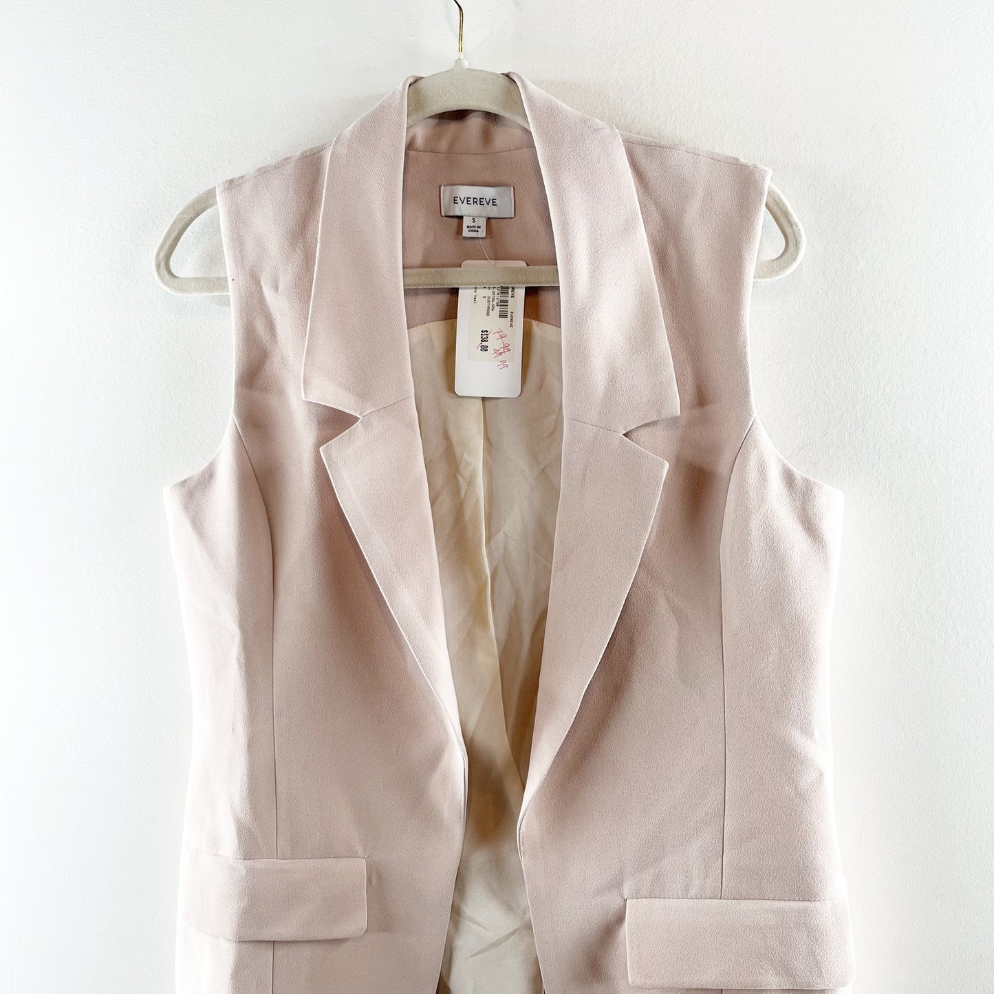 Evereve Winona Open Longline Blazer Vest in Dusty Rose Pink Small