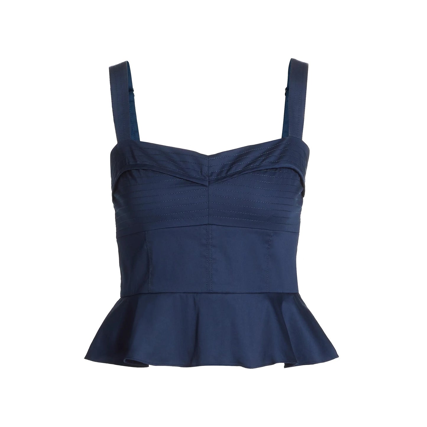 Veronica Beard Carnegie Sweetheart Neck Peplum Crop Tank Top Marine Navy 2