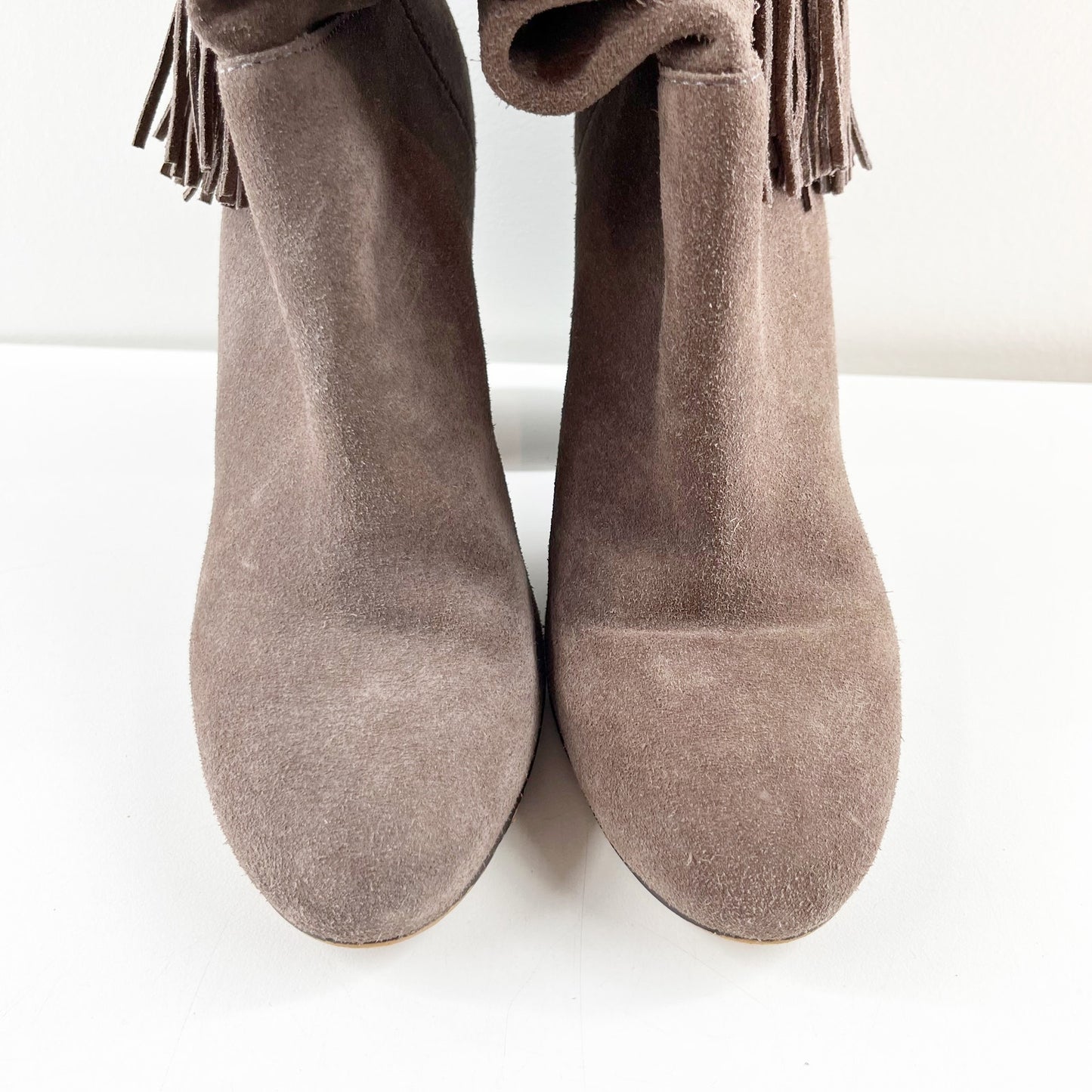 Vince Camuto Fermel Slouch Suede Leather Tassel Mid Calf Boots Brown 7.5