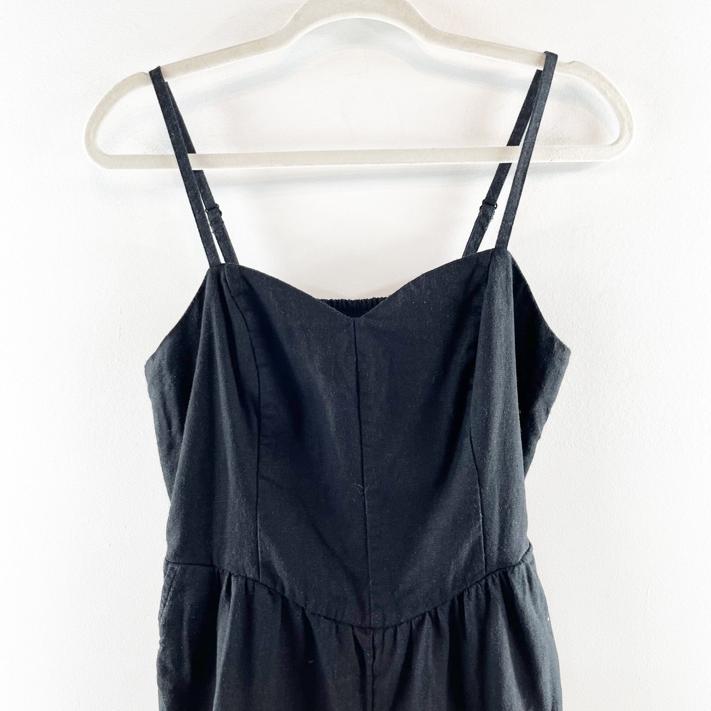 Old Navy Cami Linen Blend Shorts Romper Black Medium