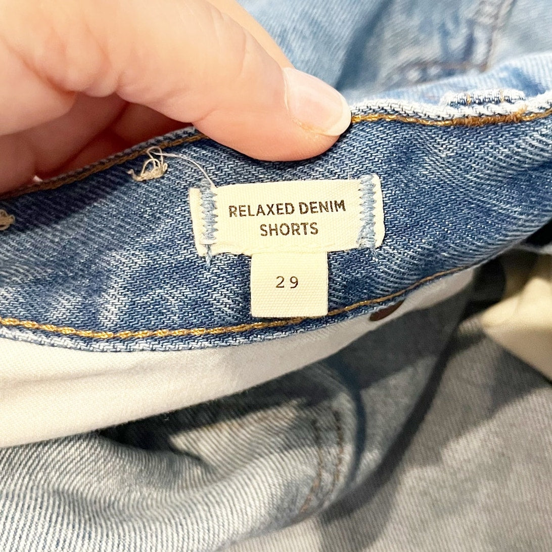 Madewell Relaxed Denim Jean Shorts Kelton Wash Raw Hem Edition Blue 29