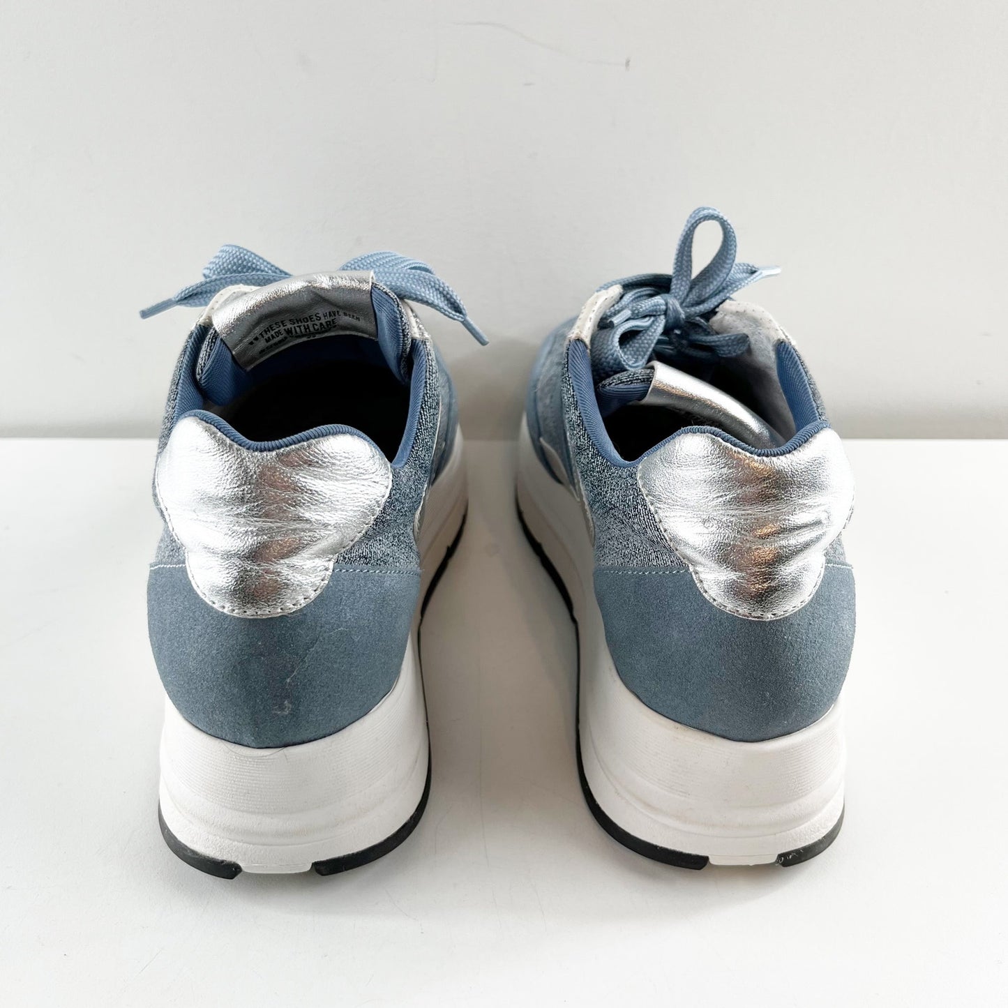 Voile Blanche Julia Lace Up Platform Suede Shoes Sneakers Blue 39 / 9