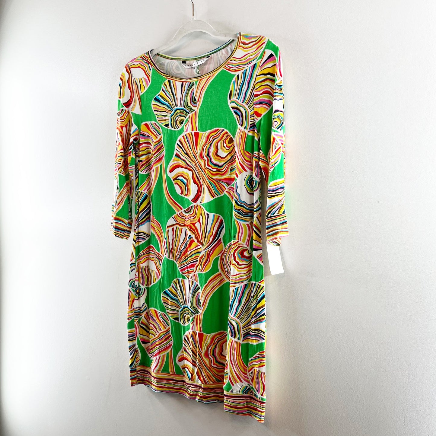 Trina Turk Camellia Printed 3/4 Sleeve Sheath Mini Dress Green Multi 4