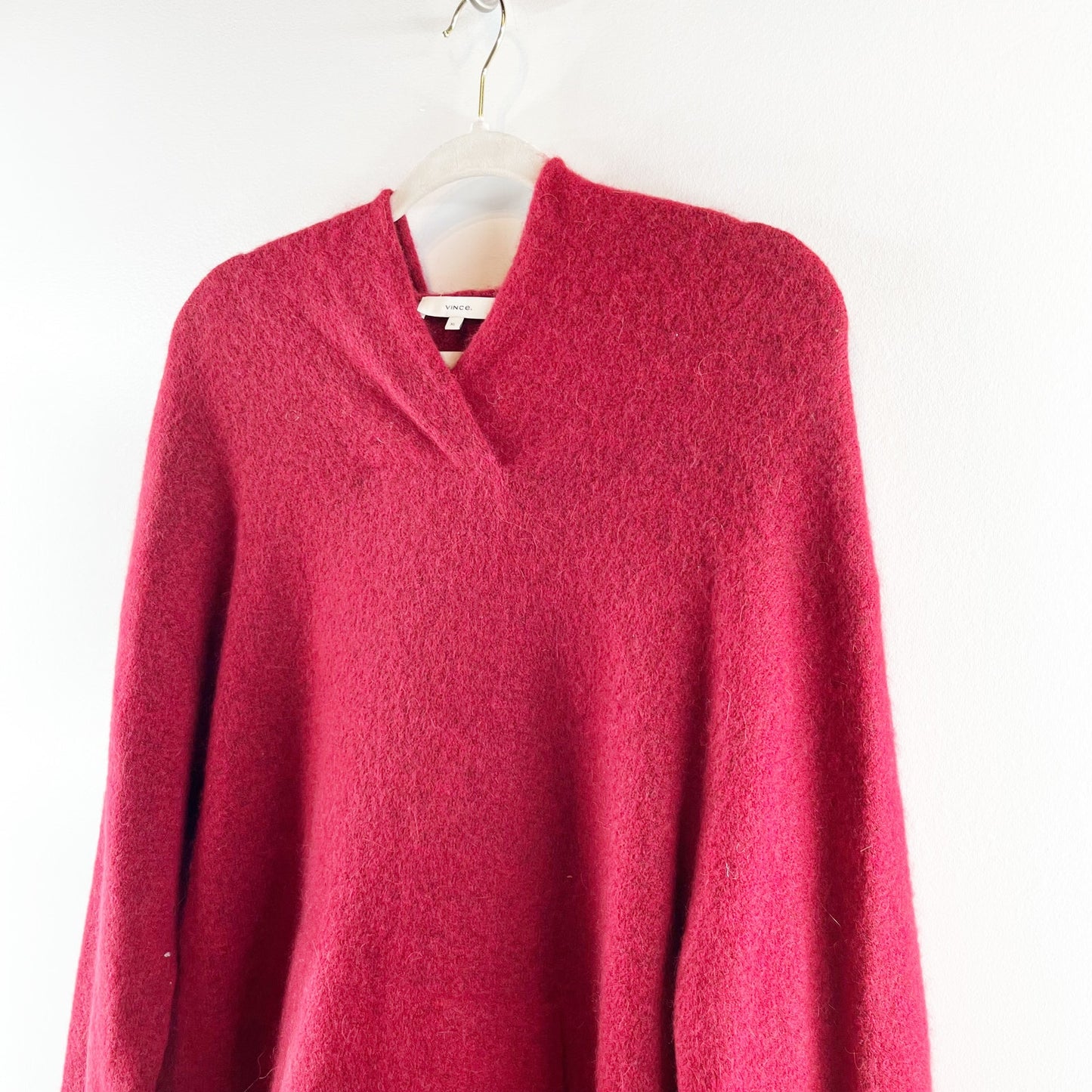 Vince Wool Blend Pullover Hoodie Sweater Red XL