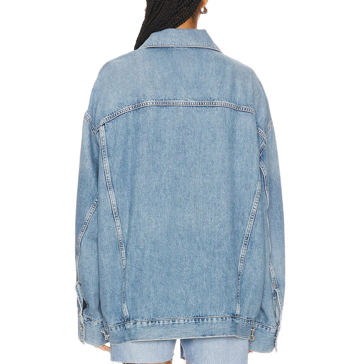 Agolde Reworked Wayne Cotton Long Sleeve Denim Jean Jacket Clarity Blue XS