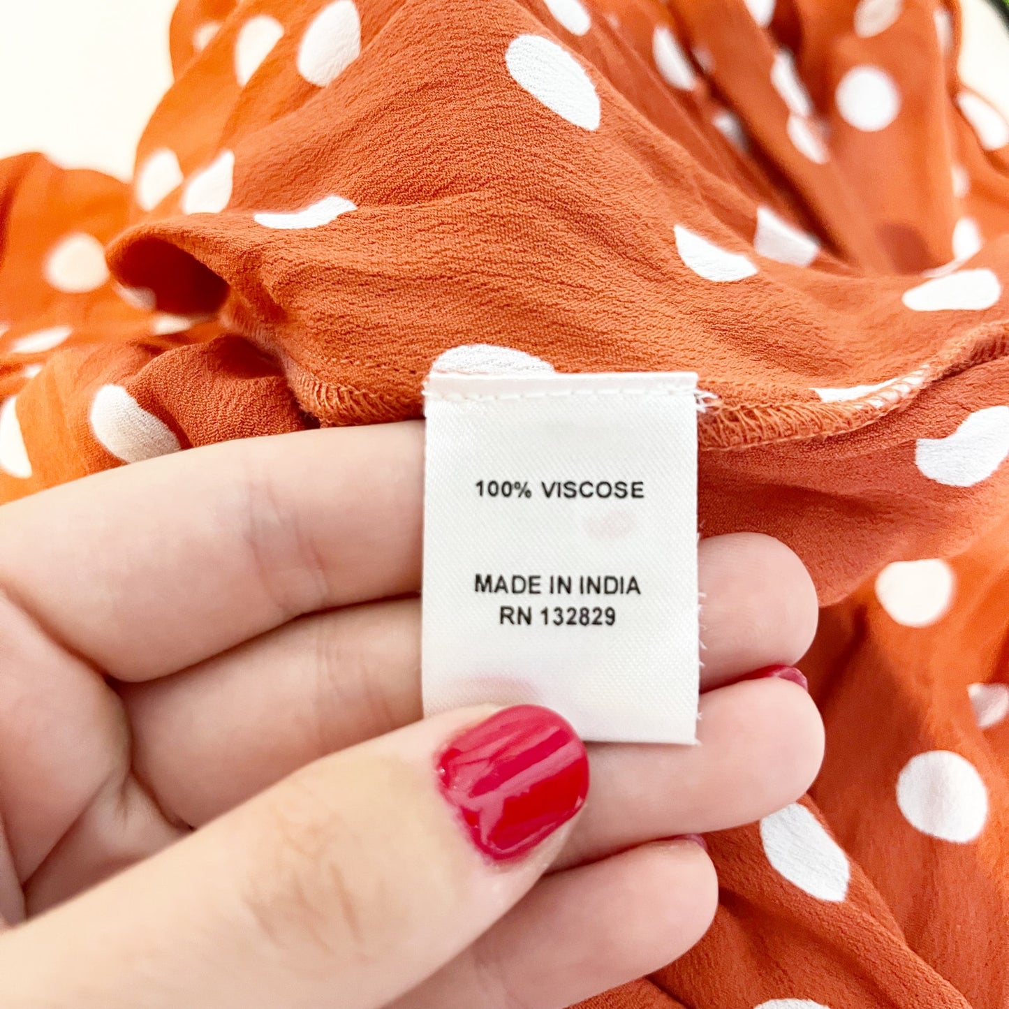 Tularosa Sid Polka Dot Cap Sleeve Plunging Neck Maxi Wrap Dress Roselle XL