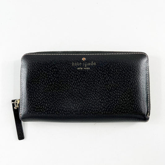 Kate Spade Pebbled Leather Rectangle Zip Around Wallet Black