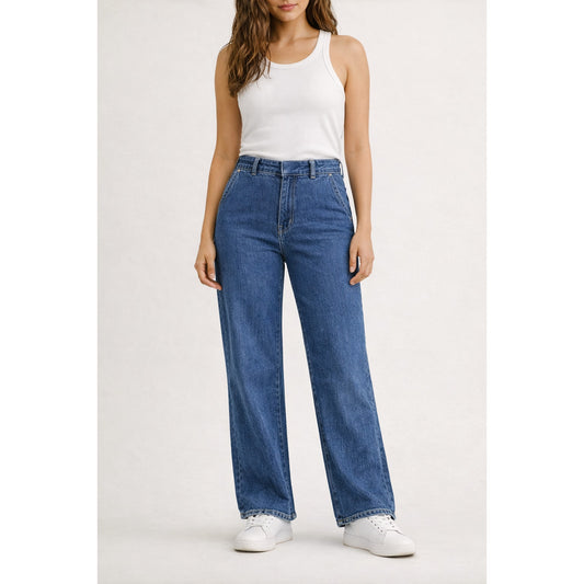 Pilcro Anthropologie High Rise Straight Leg Trouser Jeans Dark Wash Blue 27