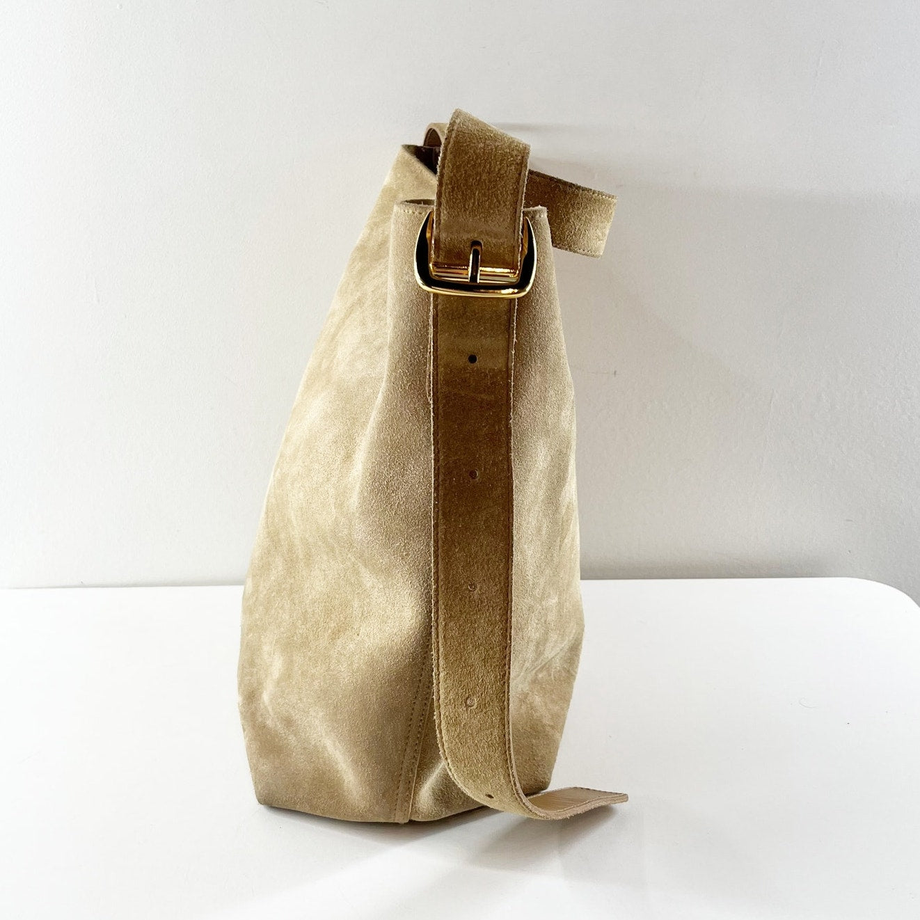 Madewell The Essential Suede Bucket Bag Purse Tawny Khaki Tan