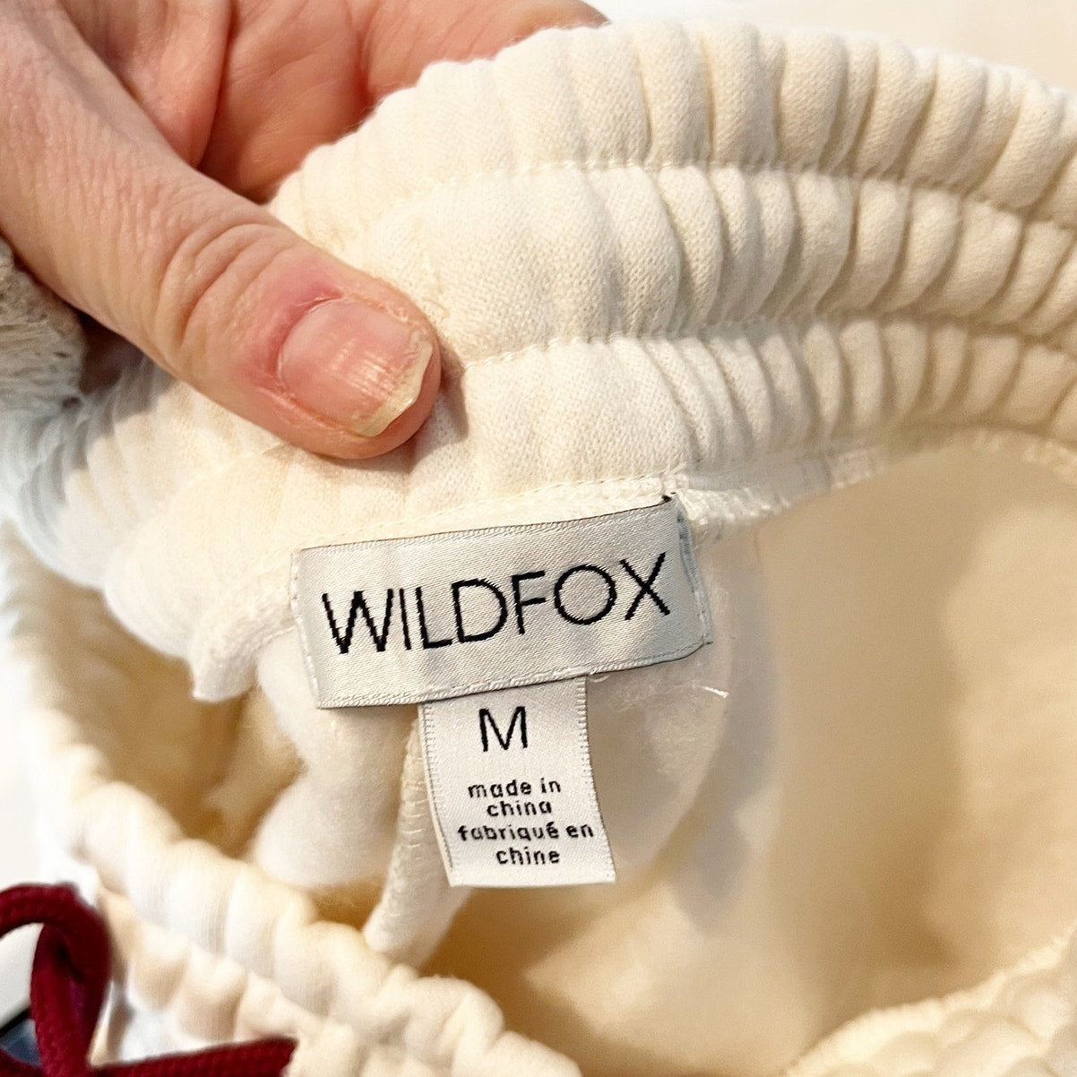 Wildfox Fleece Lined Pull On Jogger Sweatpants Cream Ivory Medium