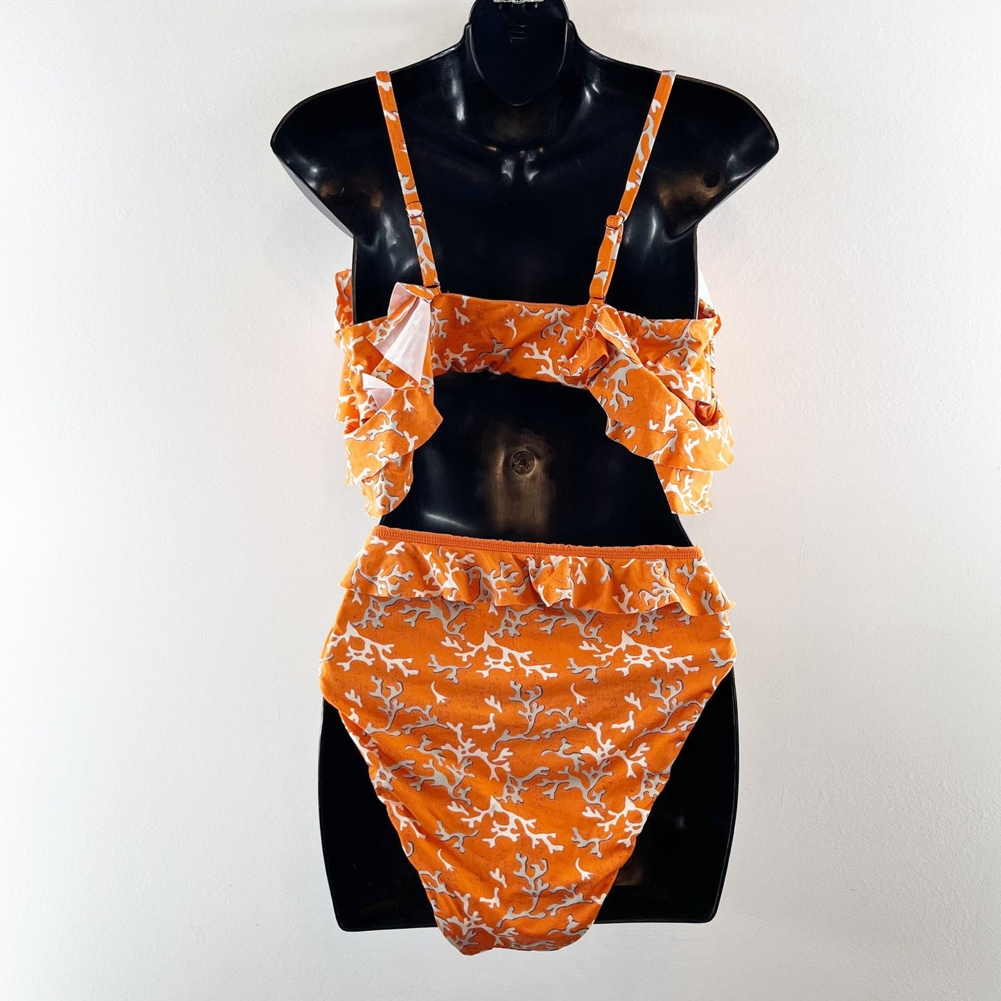 Maeve Anthropologie Jasmine Flounced Bikini Swimsuit Set Orange XL