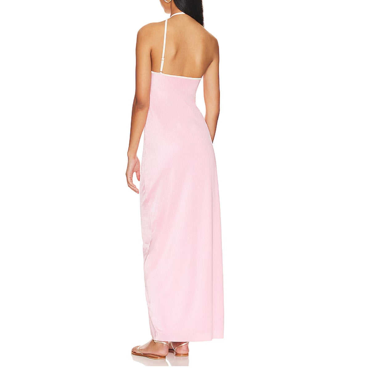 Baobab Anna One Shoulder Maxi Dress with Slit Baby Pink Small