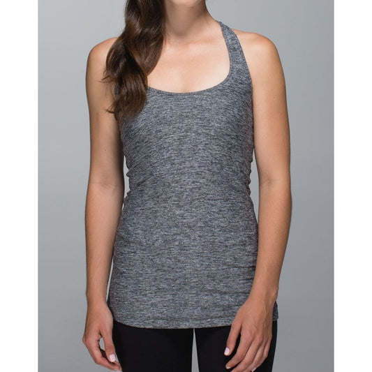 Lululemon Cool Racerback Tank Top Heathered Deep Coal Gray 6