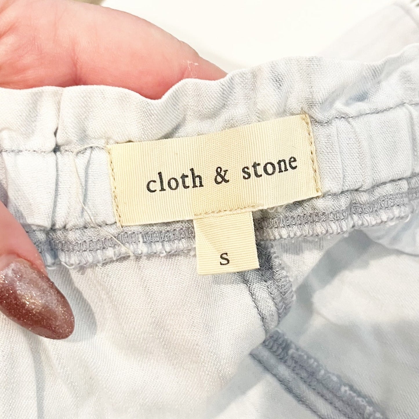 Cloth & Stone Short Sleeve Chambray Shorts Top Matching Set Blue Small