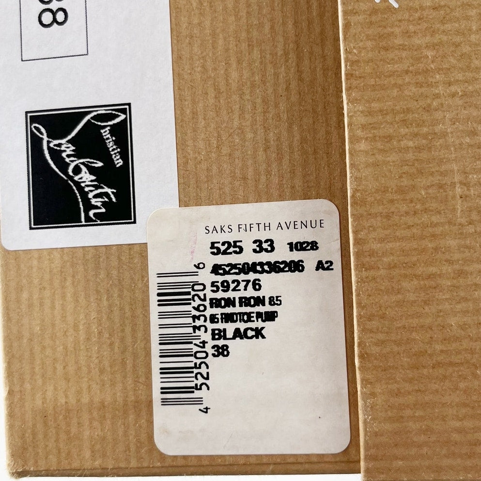 Christian Louboutin Ron Ron 85 Kid Leather Round Toe Stilettos Pump Black 38