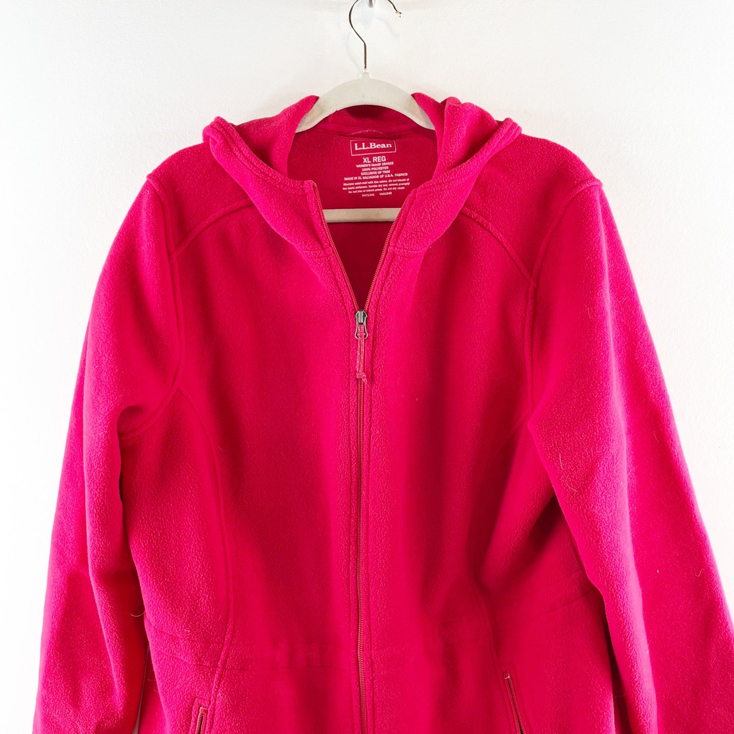 L.L. Bean Polartec Long Sleeve Hooded Fleece Full Zip Jacket Red XL