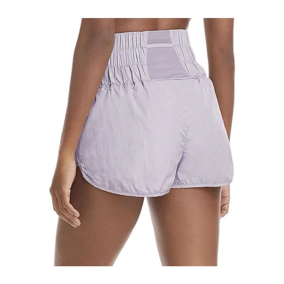 FP Movement The Way Home High Waisted Smocked Running Active Shorts Lilac XS