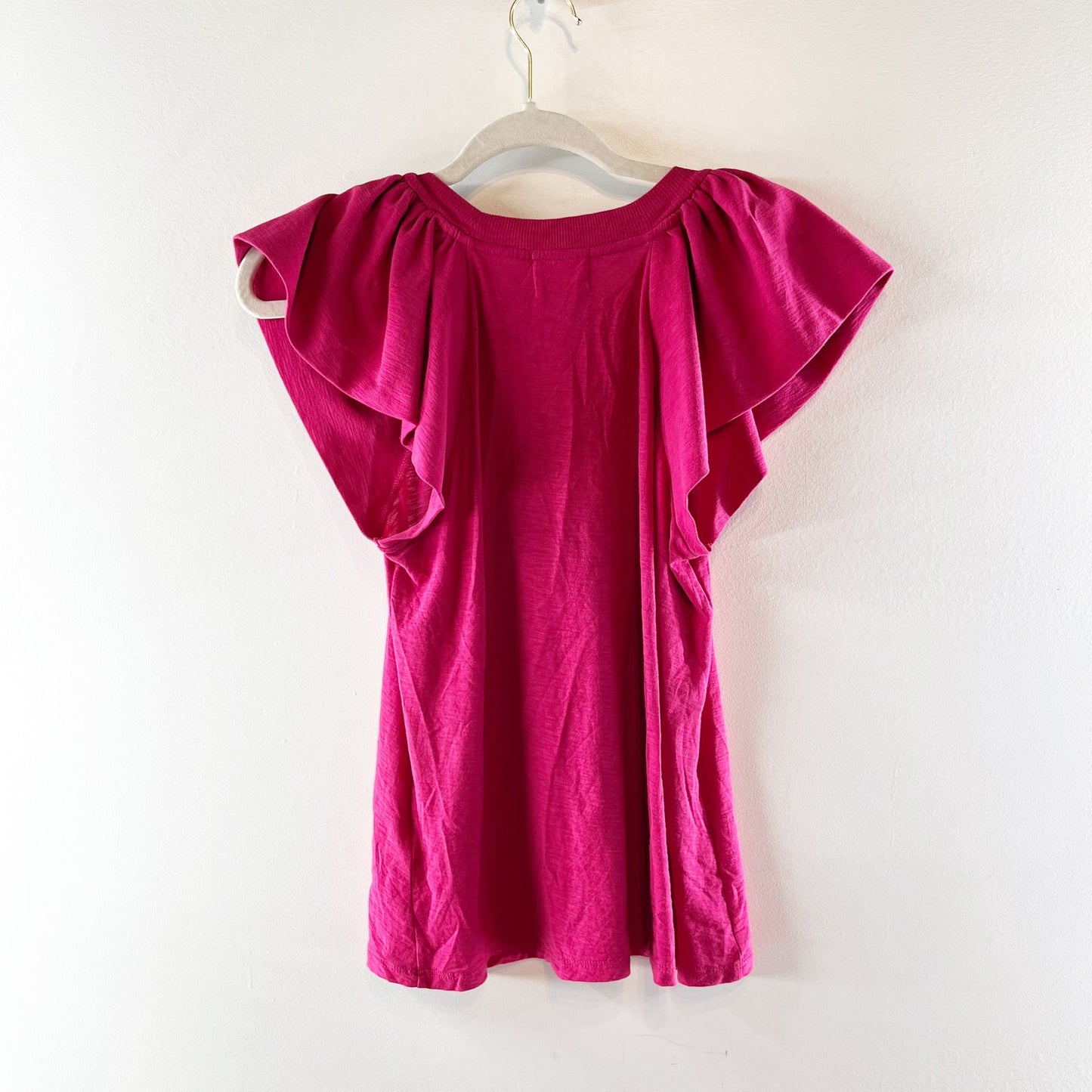 Nation LTD Lorna Flutter Sleeve Short Sleeve Tee Shirt Top Pink XS