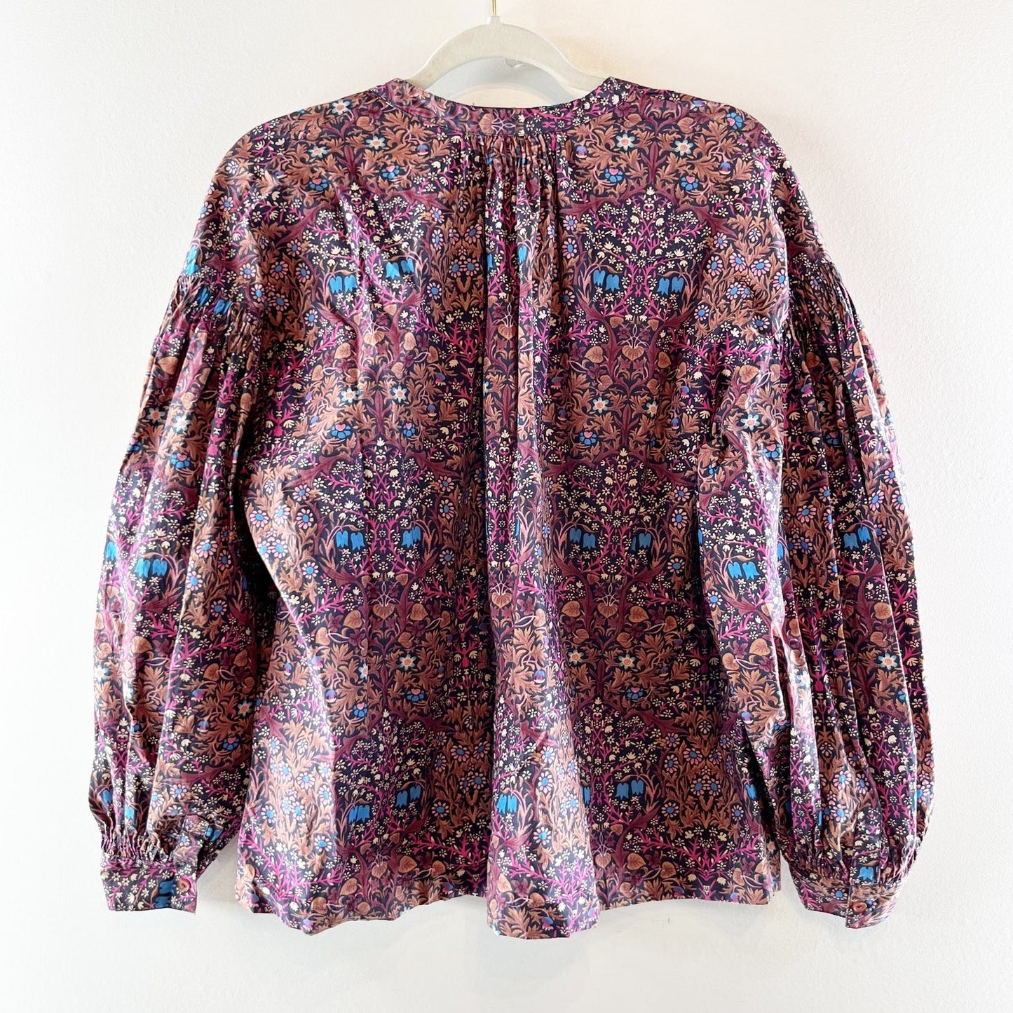 Ba&Sh Ulys Long Balloon Sleeve Cotton Poplin Blouse Top Purple Small