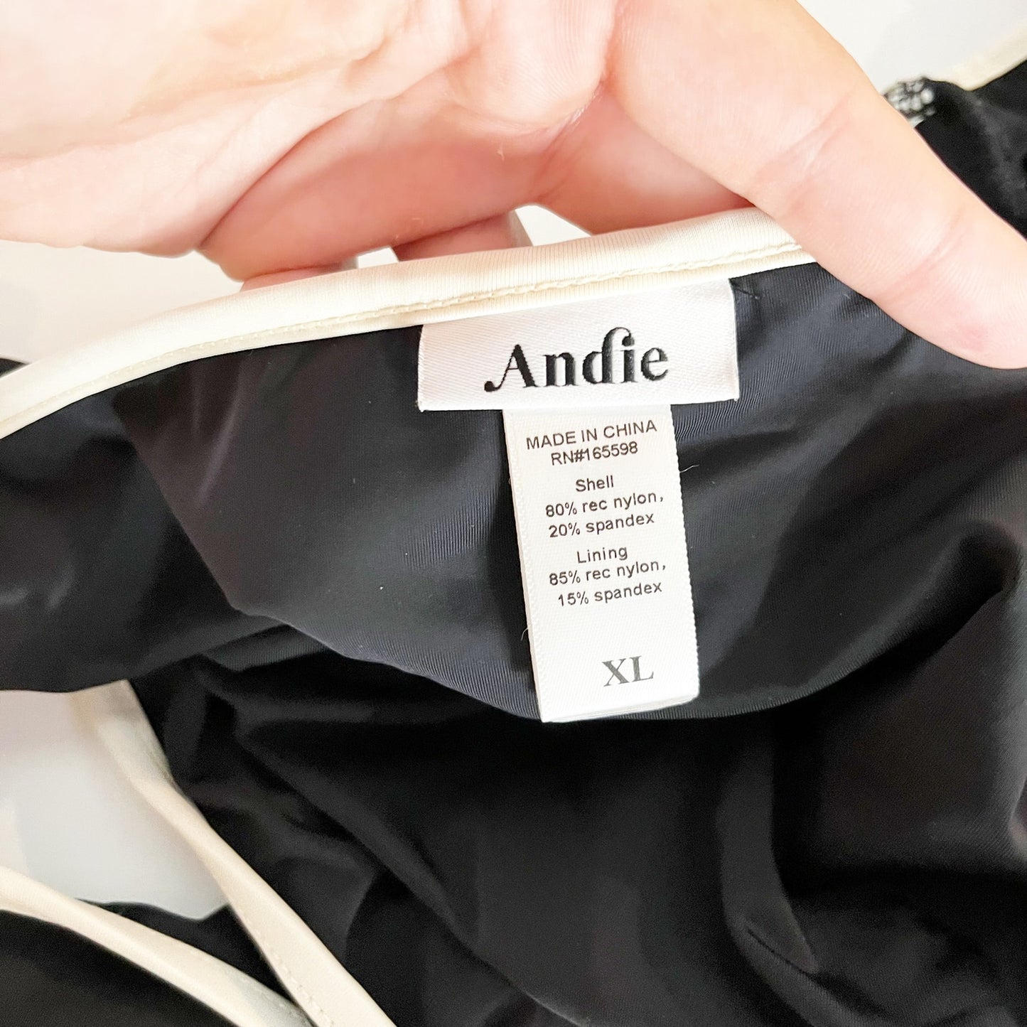 Andie Swim Two Piece High Waisted Bikini Swimsuit Set Black White XL