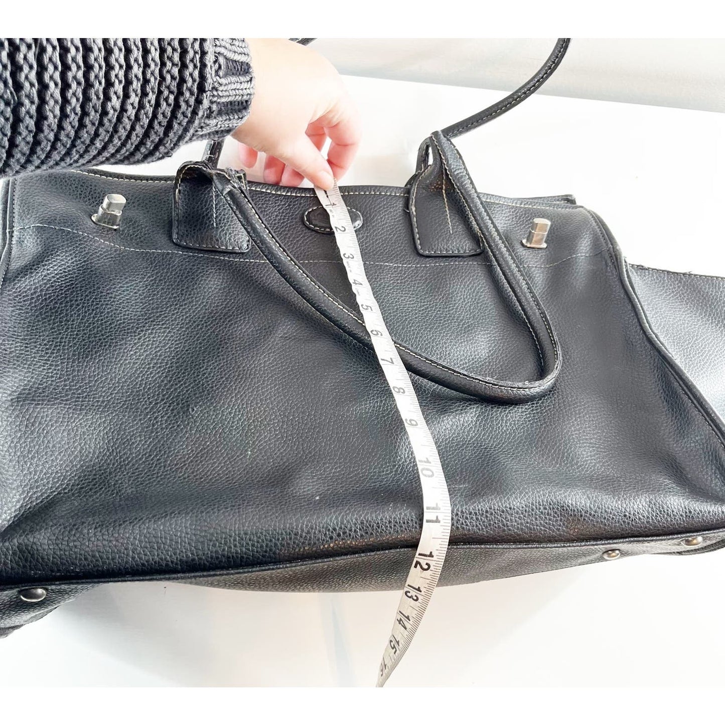 Tod's Leather Top Handle Satchel Handbag Purse Black