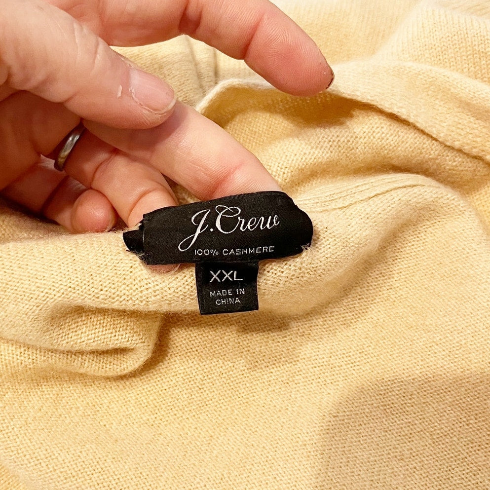 J. Crew Cashmere Long Sleeve Open Front Cardigan Sweater Heather Almond XXL