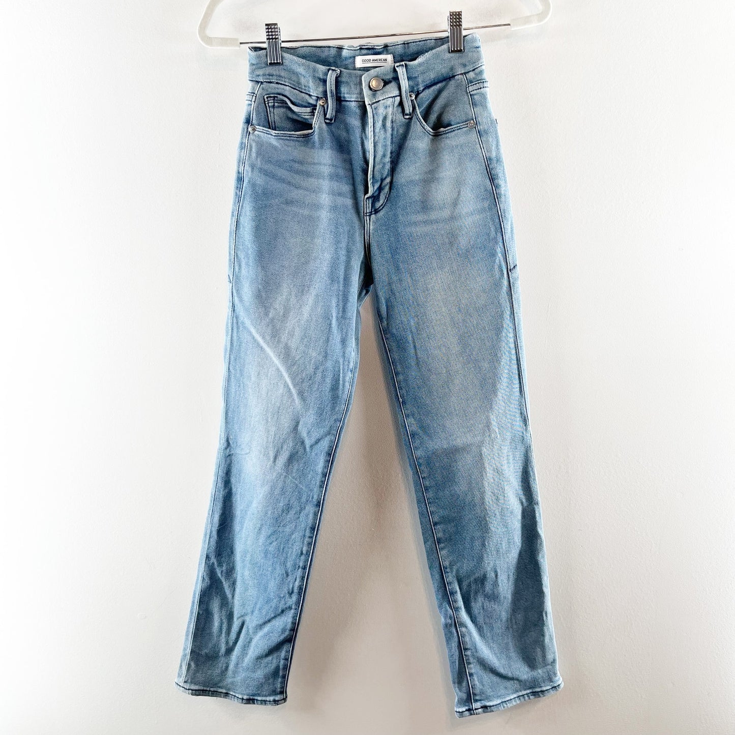 Good American Good Legs High Rise Stretch Denim Straight Jeans 26 / 2