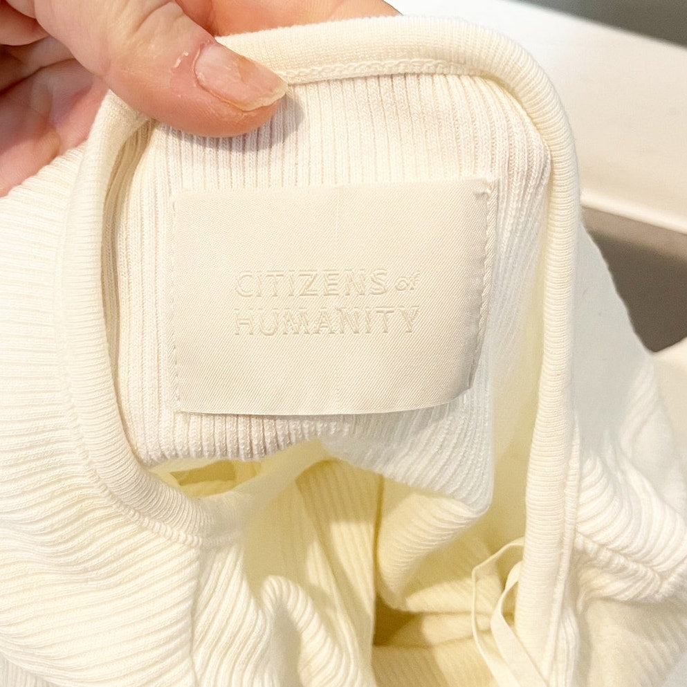 Citizens of Humanity Iris Cutout Ribbed Long Sleeve Tee Top Shirt White Small