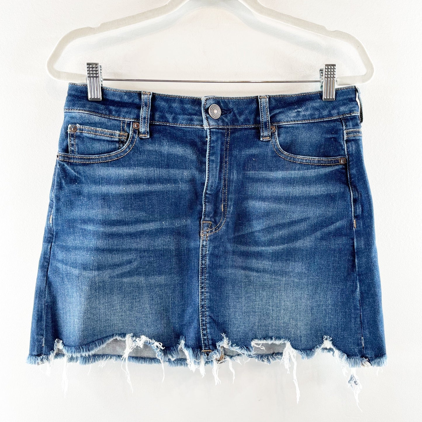 American Eagle High Rise Mini Jean Denim Skirt Blue 10