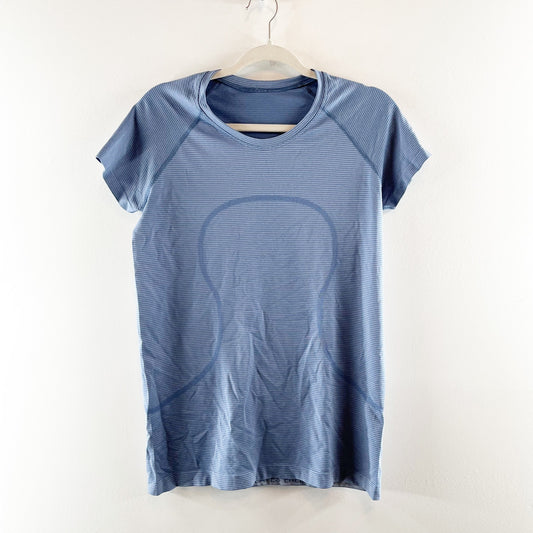 Lululemon Swiftly Tech Short-Sleeve Shirt 2.0 Hip Length Washed Denim Blue 10