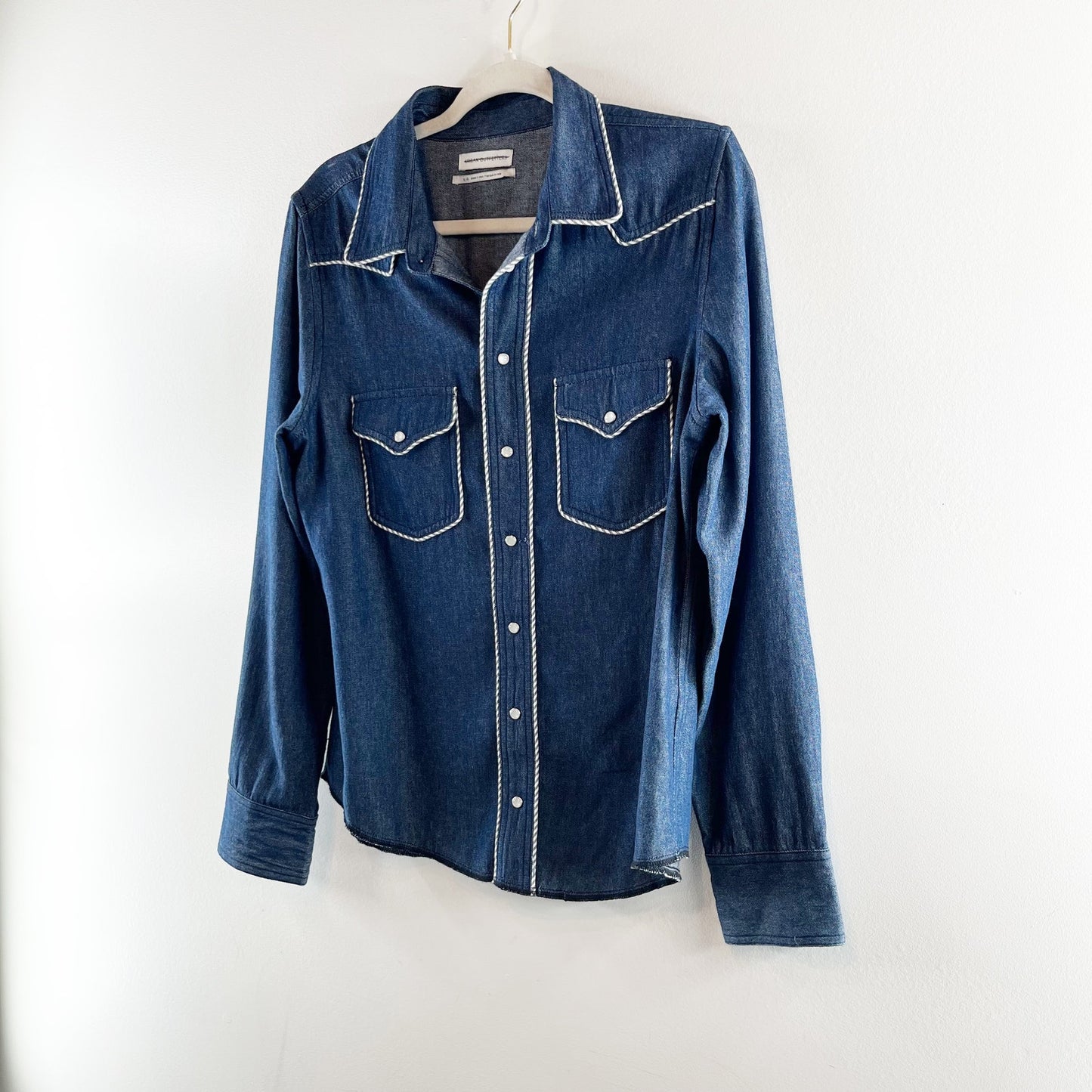 Urban Outfitters Western Cotton Long Sleeve Button Up Denim Shirt Blue Large