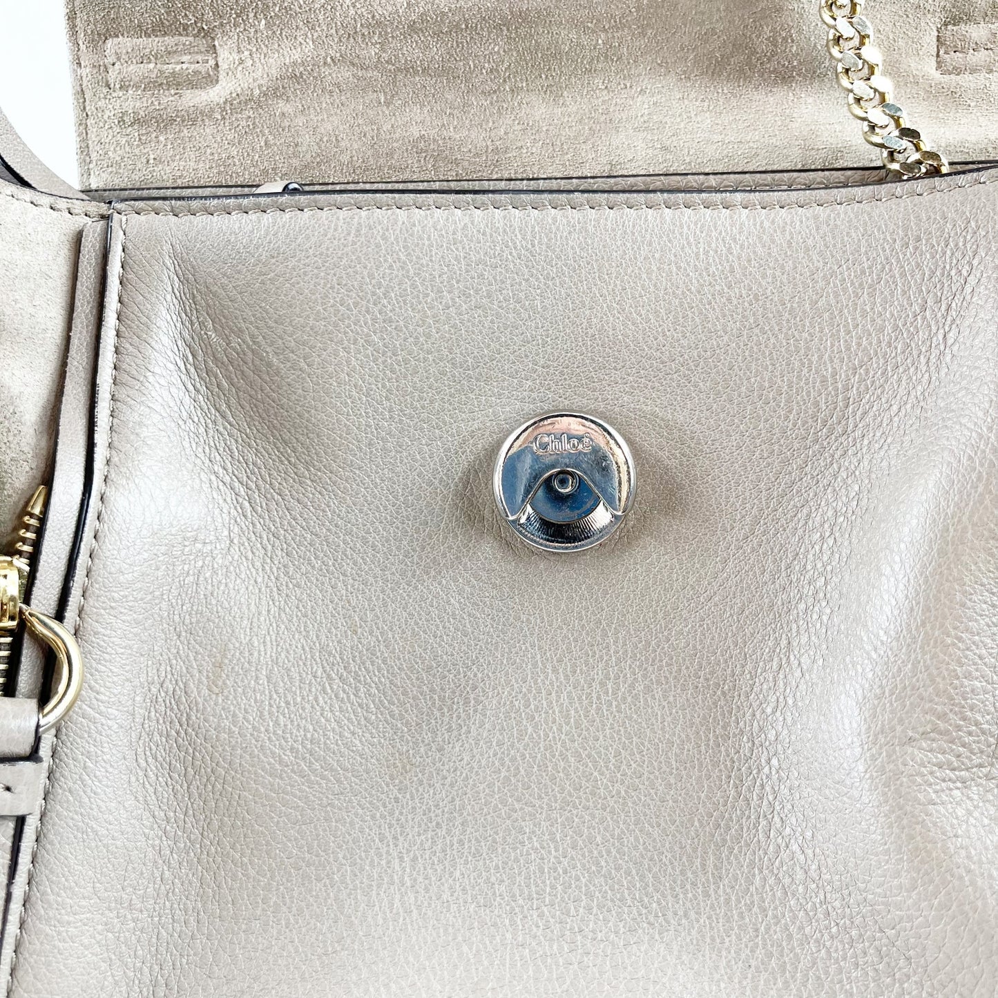 Chloé Faye Leather Crossbody Day Bag Purse Motty Grey