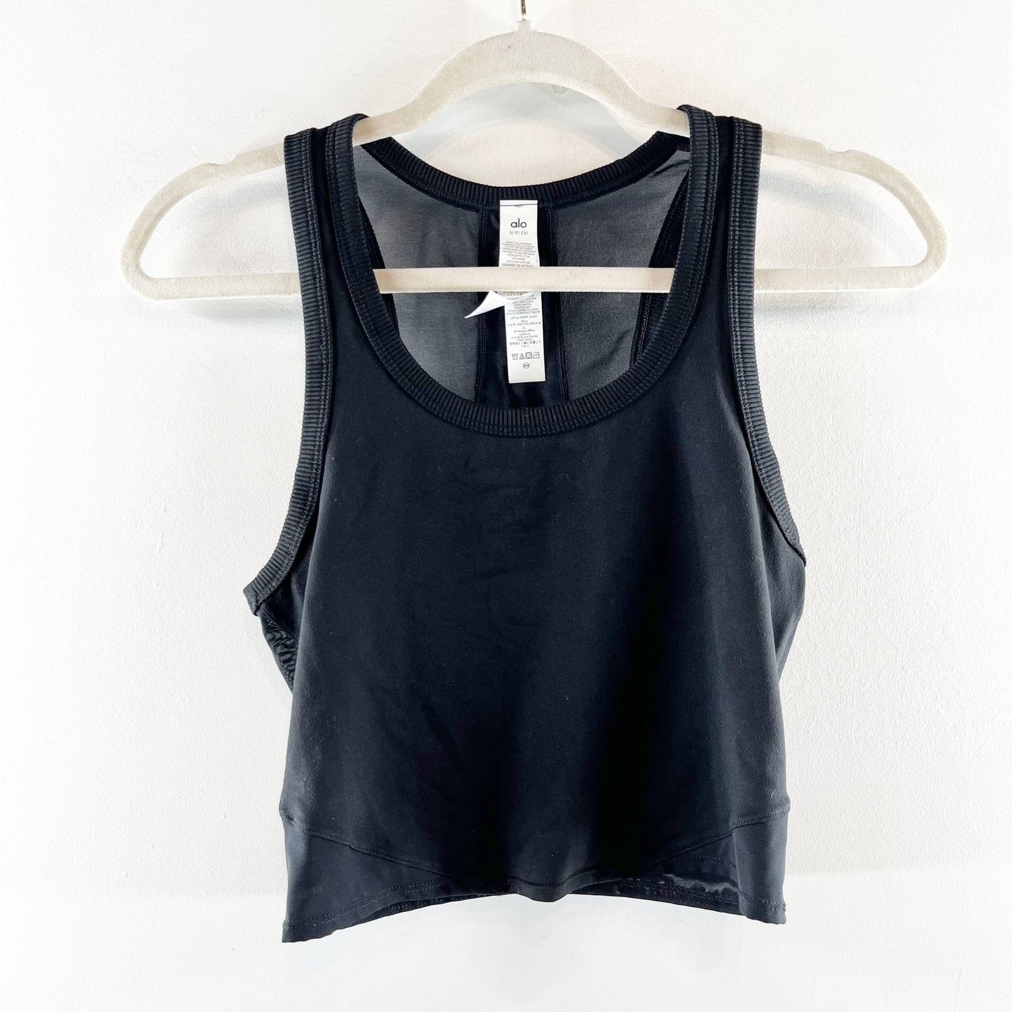 Alo Mesh Front Runner Longline Tank Top Black Small