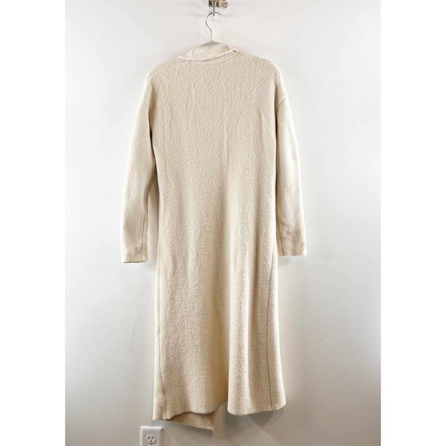 Express Notch Collar Cardigan Coatigan Long Maxi Duster Sweater Coat Cream Small