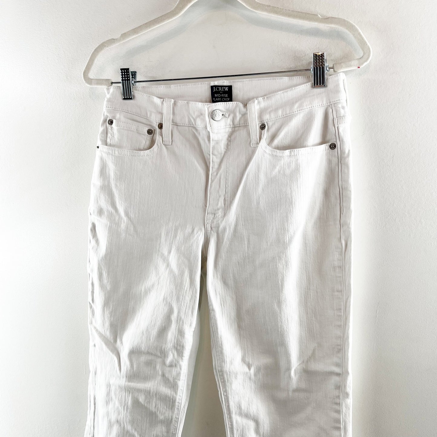 J. Crew Mid Rise Flare Crop Raw Hem Jeans White 29 / 8