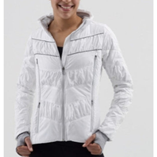 Lululemon Outward Bound Long Sleeve  Full Zip Running Puffer Jacket White US 6