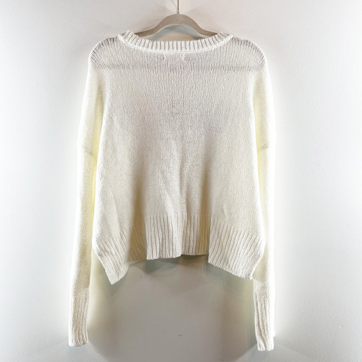 Jessica Simpson VACAY Pastel Printed Gauzy Sweater White XL