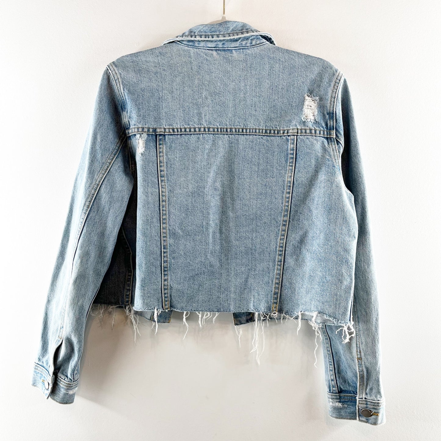 Dr. Denim Jeanie Cotton Cropped Denim Jean Jacket Light Retro Ripped Medium