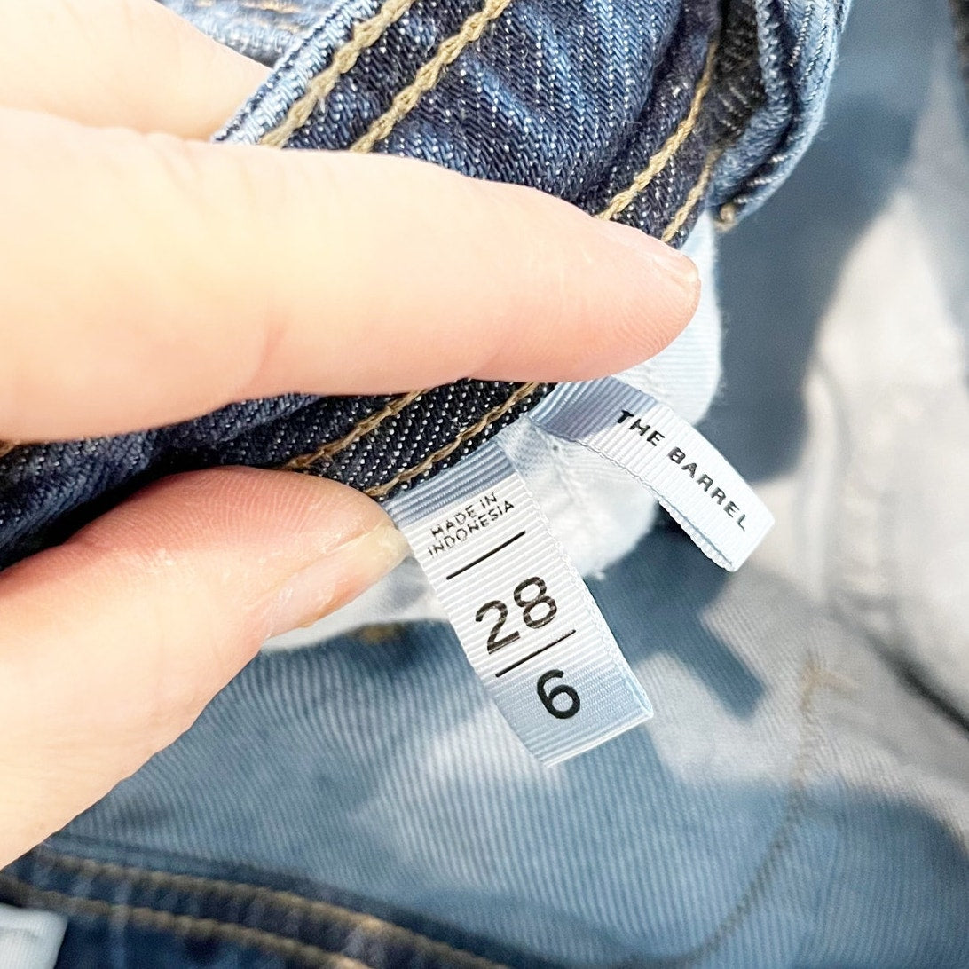 LOFT High Waisted Dark Wash Ankle Denim The Barrel Jeans Blue 6 / 28