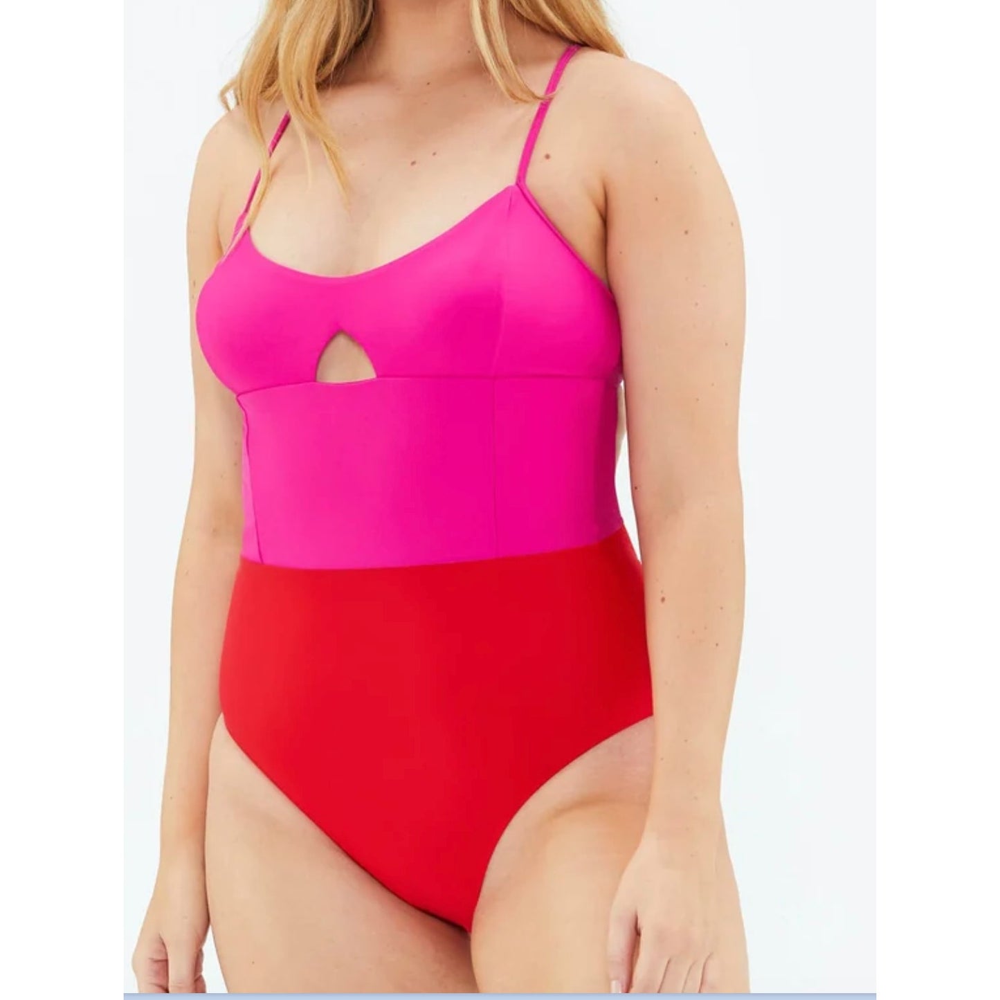 Summersalt The Swan Dive Cutout Colorblock One Piece Swimsuit Pink Red 10