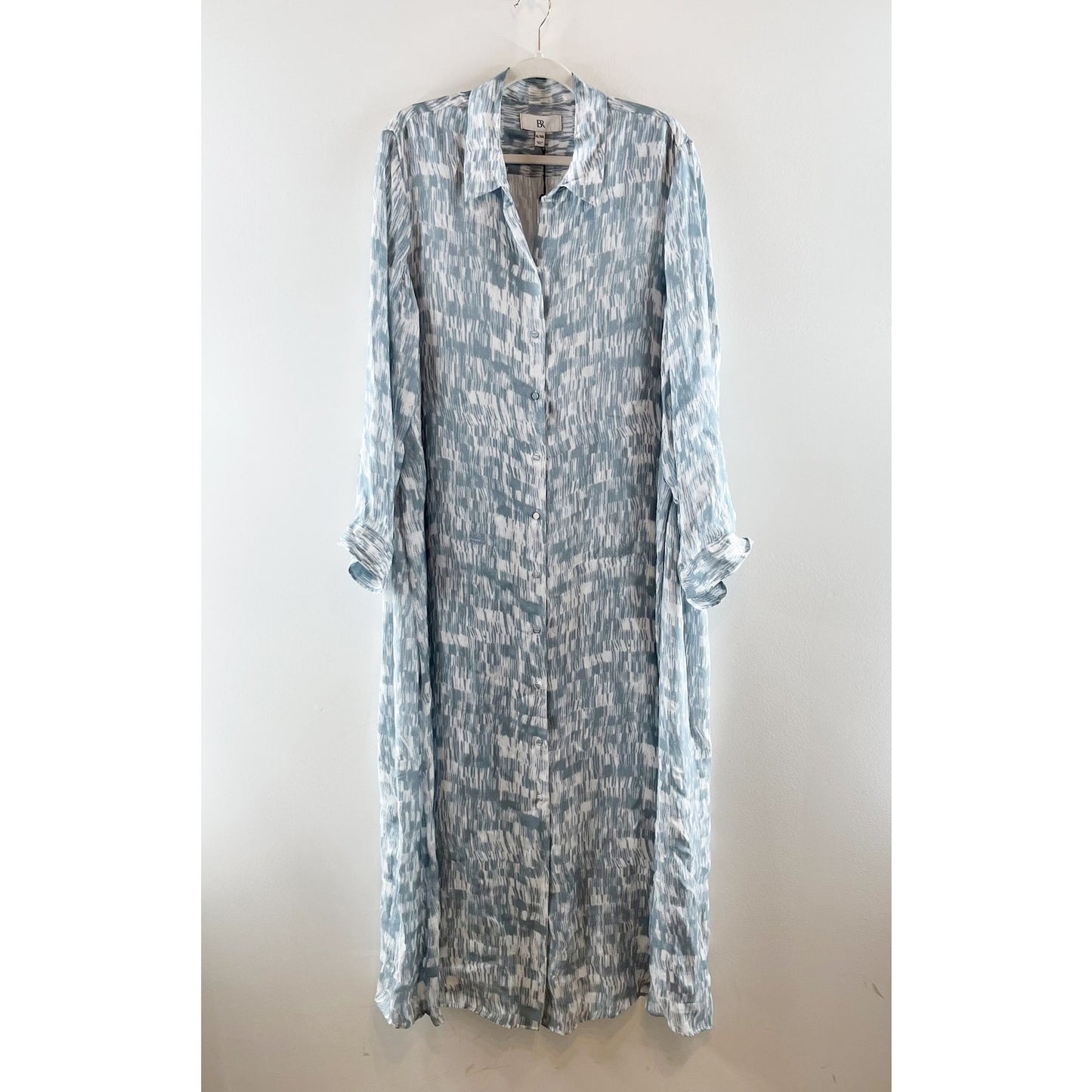 Banana Republic Alani Long Sleeve Maxi Printed Shirt Dress Blue XL / XXL