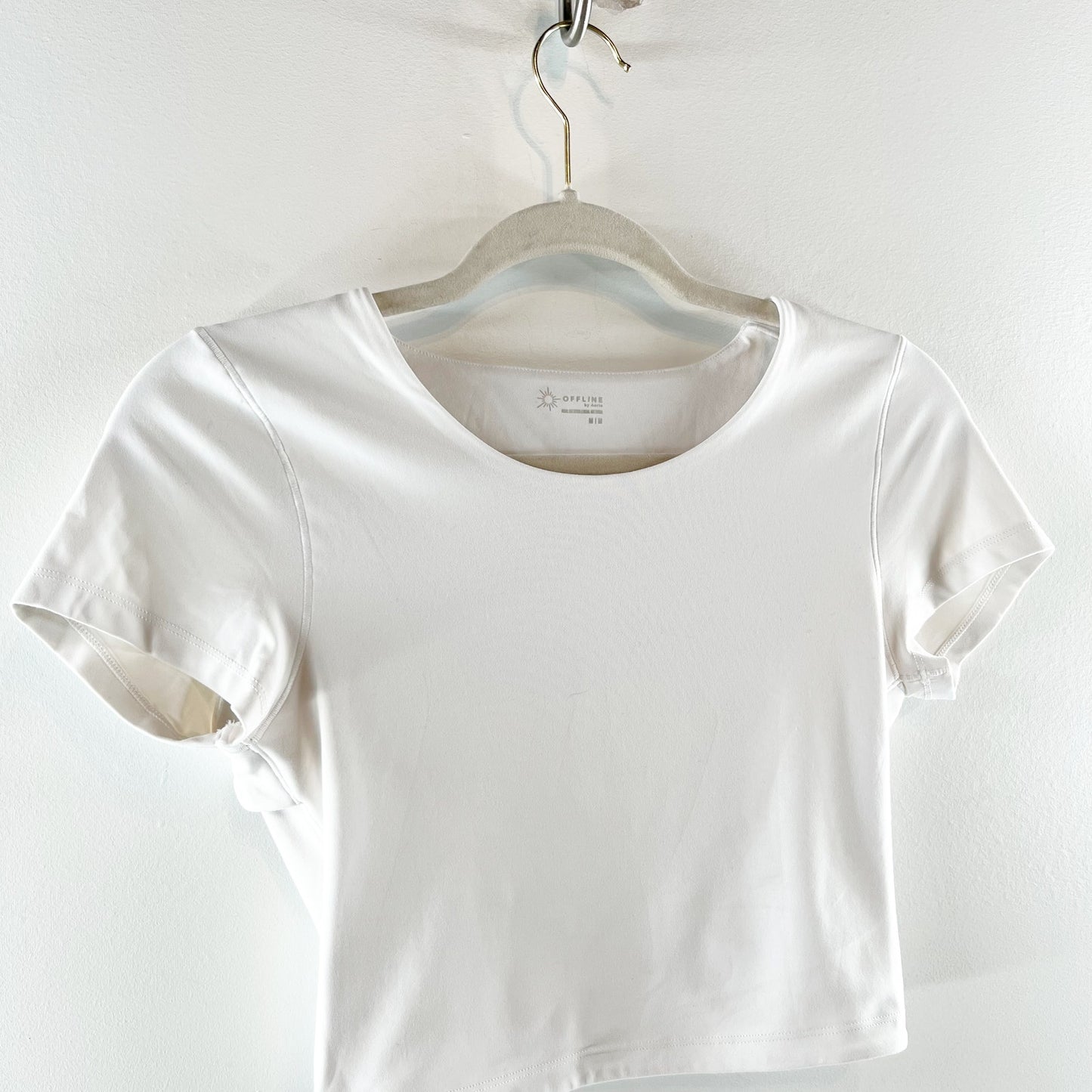 OFFLINE By Aerie Real Me Xtra Twist Back Short Sleeve Cropped Tee White Medium