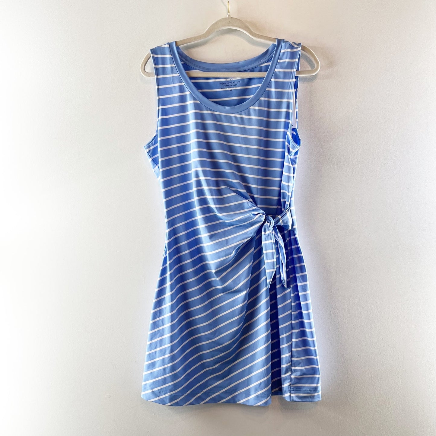 Vineyard Vines Sleeveless Sankaty Side Tie Striped Mini Dress Blue Medium