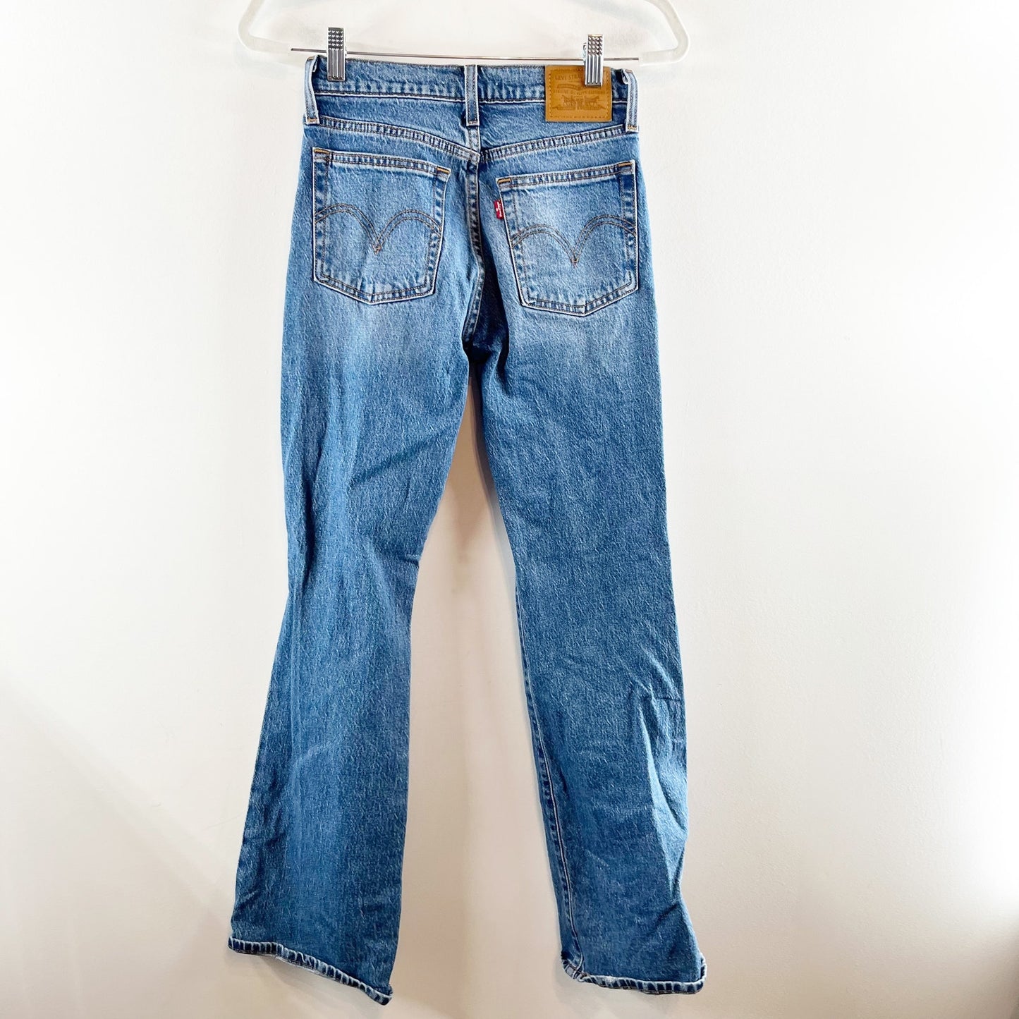 Levi's Premium High Rise Medium Wash Distressed Wedgie Bootcut Jeans 25