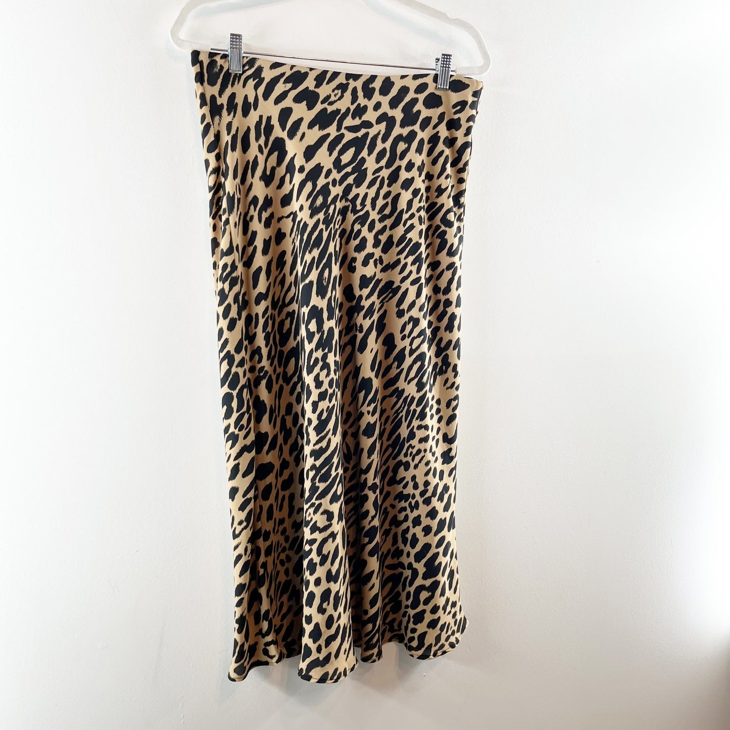 Banana Republic Leopard Midi Slip Skirt Tan Black Medium