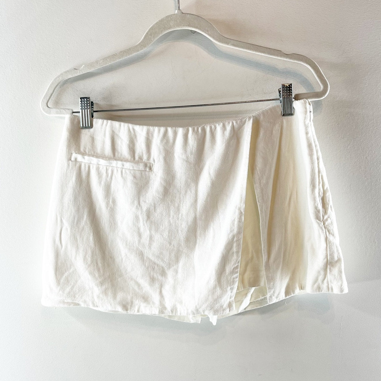 Abercrombie & Fitch White Faux Wrap Linen Mini Skirt Skort White Small