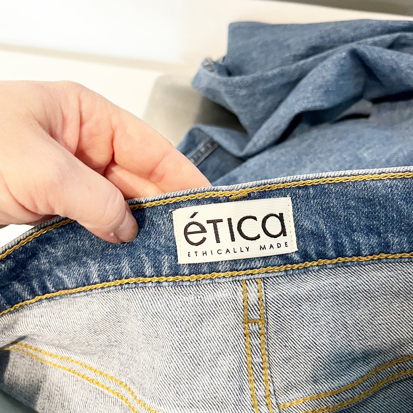 Etica Anya Modern High Rise Organic Cotton Flare Jeans Blue 27