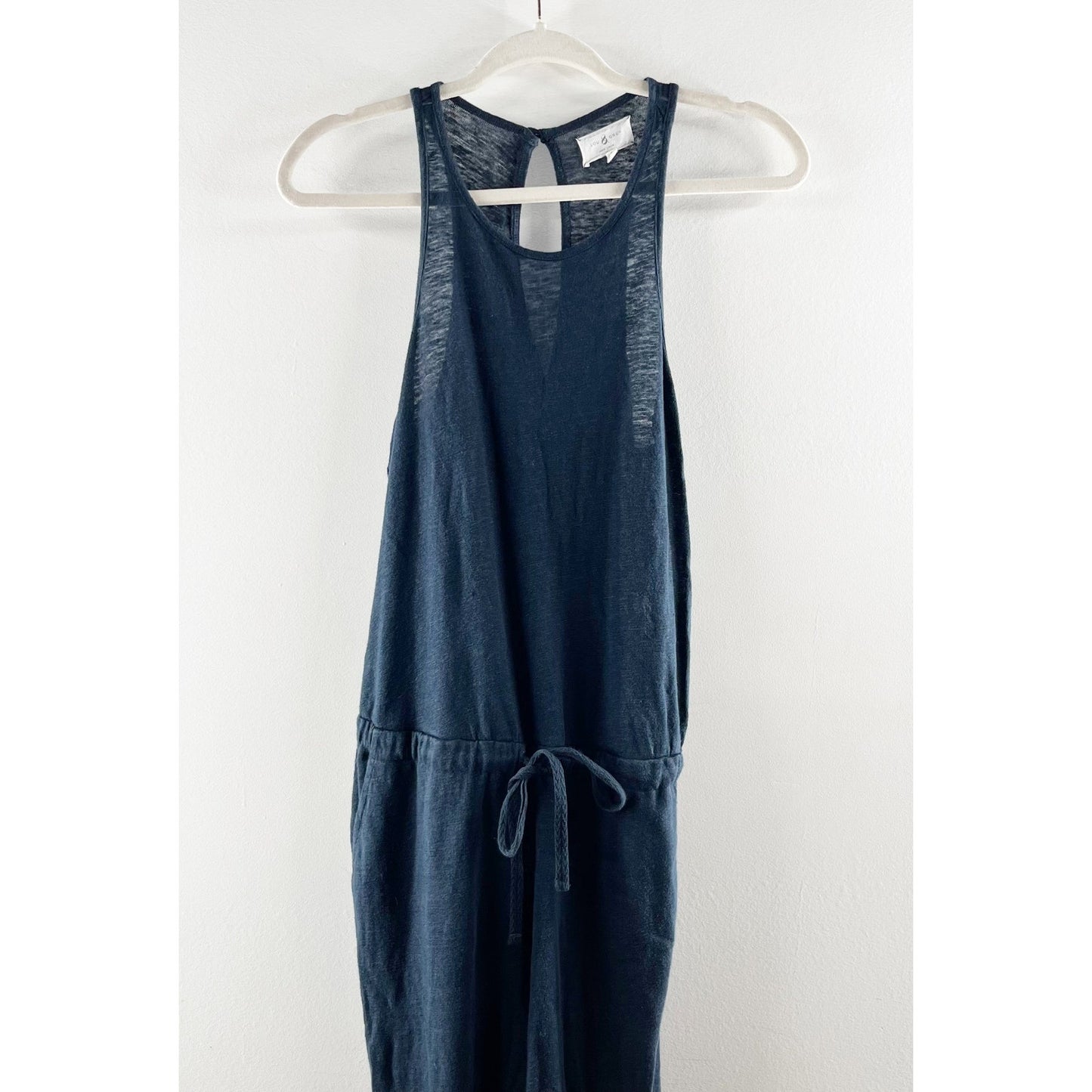 Lou & Grey Sleeveless Slim Straight Leg Linen Jumpsuit Black Small