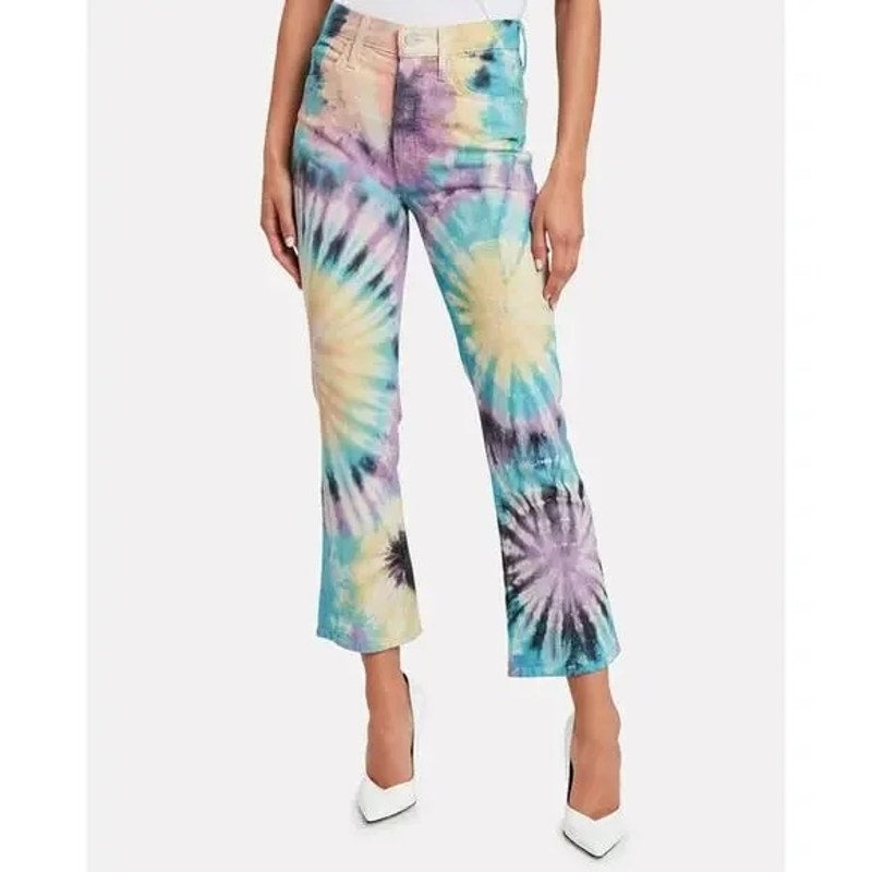 Mother The Tripper Cropped Boot Tie Dye Jeans Swirling Secrets 25