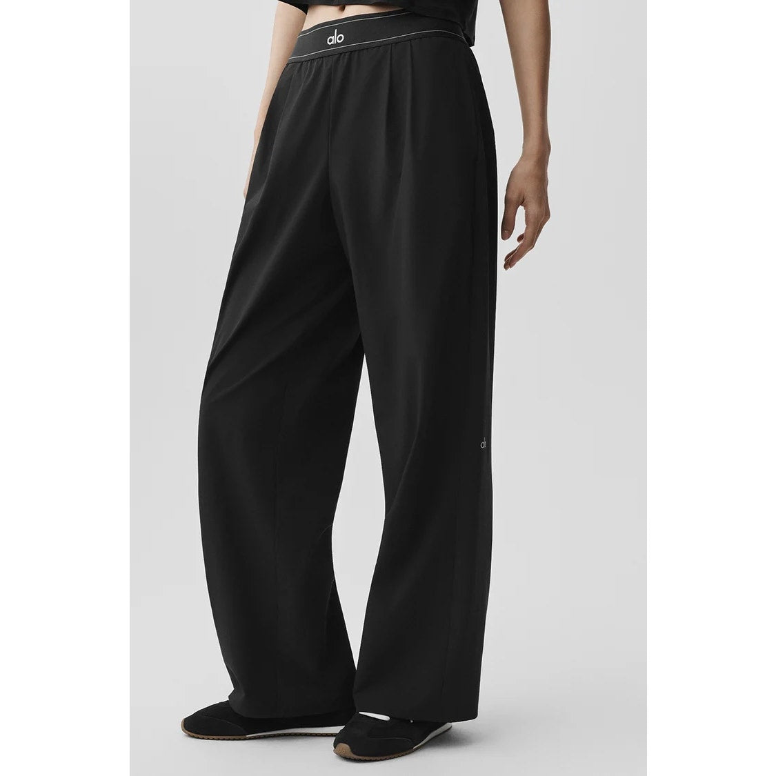 Alo High Rise Suit Up Wide Leg Trouser Pants Black XS